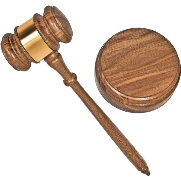 Advantus 60001 Gavel Set Sound Block Brass Band 10-1/4-Inch Gavel