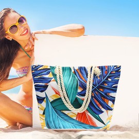 CIOOU Extra Large Beach Bags for Women Waterproof Beach Bags and Totes With Zipper Travel Daily Tote Bag (Palm bags)