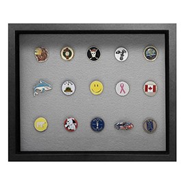 Golf Ball Marker Shadowbox Display | Holds Flat or Pegged Ball Markers | Five Color Options | Acrylic Cover | Made in USA | Measures Approximately 11" W x 9" H