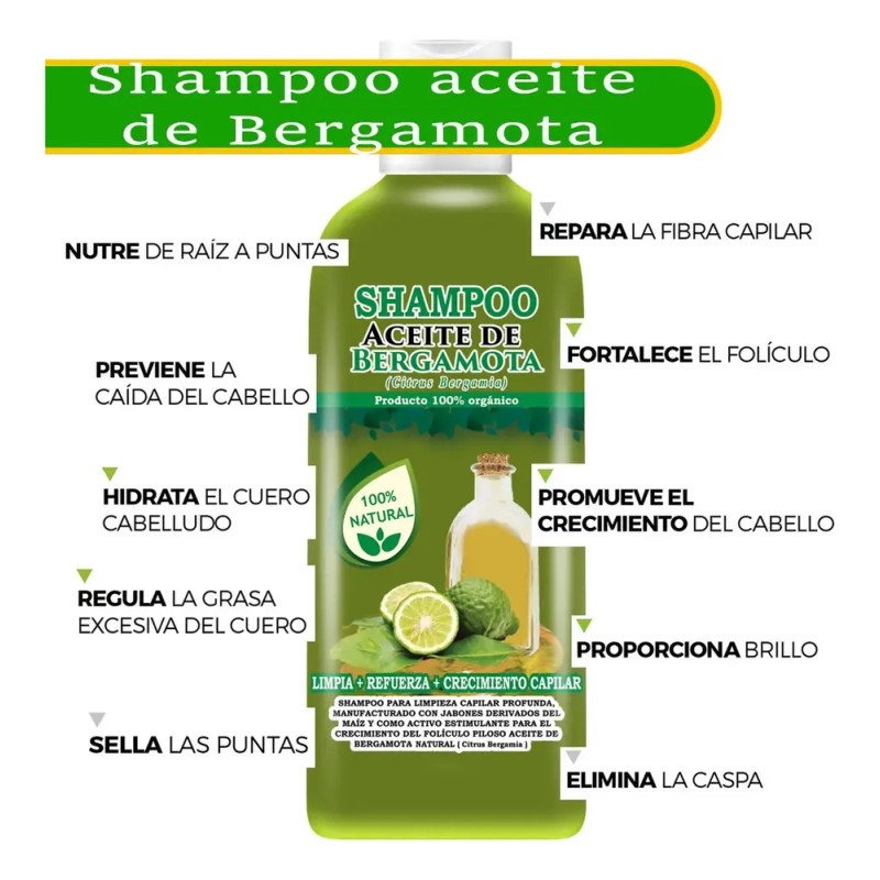 3 Shampoos De Bergamota, 2 Acondicionadores, 3 Aceites Kit