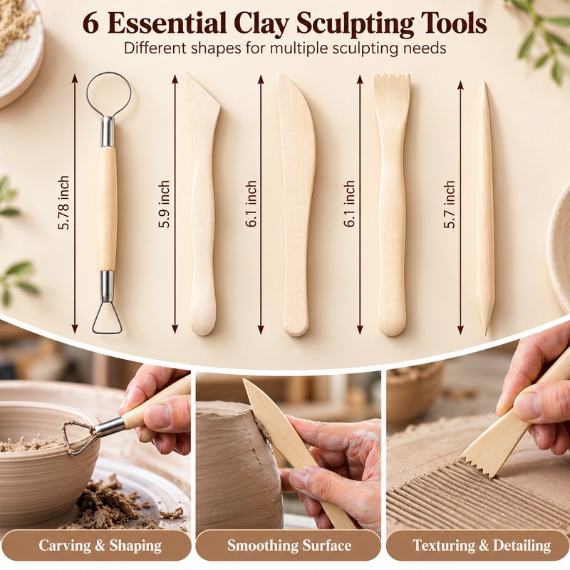 Clay Sculpting Tool Kit for Pottery & Modeling – 25-43