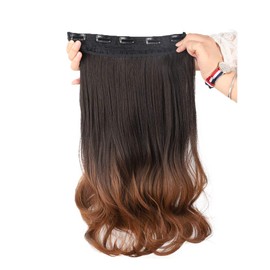 YJINCO YJWJ06 Extension Gradient Color Collar Wig, Point Wig, Long, Curl, Hair Clip, Heat Resistant, Heat-resistant up to 356°F (180°C), One-Touch, Includes Fastening Clip - Brown (Upgraded Version)