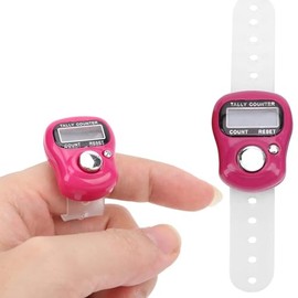 Mini Digital row counter - Display Finger Hand Tally Counter Counting, Tasbeeh Counter Finger Ring Electronic Digital Tasbeeh Timer Beads for Golf Scoring Islam Muslim Prayer (Pink)