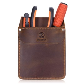 RingSun Genuine Leather Pocket Protector for Men, Durable Pocket Tool Pouch, Jeans Shirts Pocket Protector for Tools Pens Brown
