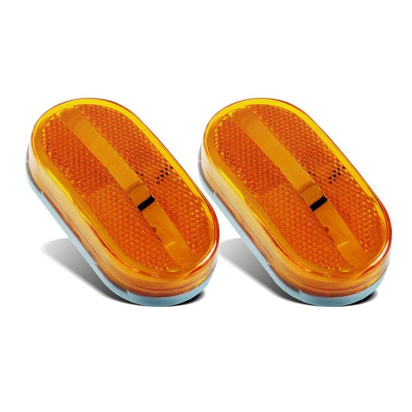 Partsam 2Pcs [DOT Certified] Amber 4 Inch LED Trailer RV Camper Side Marker Clearance Lights Lamps 6 Diodes with Reflex Lens Surface Mount Reflective 2x4 Rectangle Truck Marker Lights Front Rear