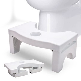 Foldable Toilet Potty Stool for Adults, 7" Heavy Duty Portable Squatting Poop Foot Stool with Freshener Space, Bathroom Non-Proof Toilet Assistance Step Stool fits 14"-16" Standard Toilets