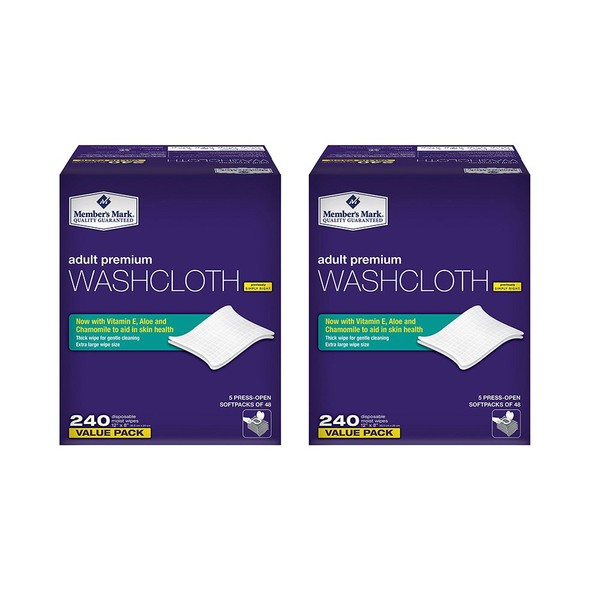 Members Mark Adult Premium eacnE Disposable Washcloth Value Pack, 240 Count (2 Pack)