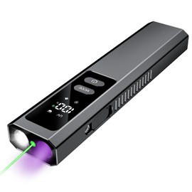 PPTSLID Flat EDC Flashlight Rechargeable with 4 Light Sources: Green Beam, UV Light, White LED Combo, Side Floodlight Combo, 600 Lumen Slim Small Pocket Magnetic Flashlight with Storage Case, Black