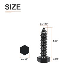 DTGN 5/16" x 1-1/4" Hex Lag Bolts - 25 Pack - for Woodworking, Furniture - 304 Stainless Steel Full Thread Hexagon Head Lag Screws for Wood - Black