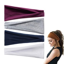 scicent Women's Headband 4 Pieces Women's Boho Headband Headband Hair Band Wide Boho Knot Yoga Sports Hair Bands Elastic Hair Accessories for Girls - 13223
