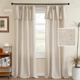 H.VERSAILTEX Extra Long Linen Curtains 108 Inches Set of 2 Panels Rod Pocket/Ring Top Drapes Thick Linen Fabric Soft Privacy Drapes with Valance Curtains for Patio Door, 52" W x 108" L, Linen