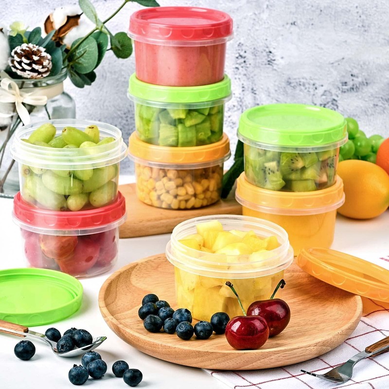 TOFLEN 8 oz Small Plastic Freezer Containers, 6 Pcs, Multicolor