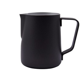 Abcsea 1 x Milk Foam Jug, Pitcher Jug, Stainless Steel, Foam Cup for Coffee and Latte Art, Foaming Milk, Black, 600 ml/20 oz