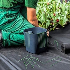 Garden Pegs Pins Gardening Stakes Landscape Staples Ground Anchor Peg U Shape Steel Nail Pins for Artificial Grass Sod Weed Membrane Grass Fabric Netting, 15 Pack