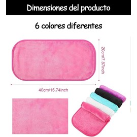 6 Toallitas Desmaquillantes, Pads Reutilizables, Toallas Desmaquillantes De Poliéster Para Piel Sensible, Limpieza Diaria y Viajes, Diseño Suave En Varios Colores, 20 x 40 Cm
