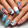 ONPRESS 24Pcs 4th of July Press on Nails Medium Square