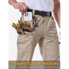CARWORNIC Men's Stretch Tactical Pants Water-Resistant Ripstop Flex Cargo Work Pants Lightweight Carpenter Construction Utility Pants Waterproof EDC Outdoor Hunting Hiking Trousers with 11 Pockets