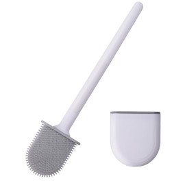 cepillo para polvo para inodoro RV – Cerdas de silicona, suave en los inodoros | Montado en la pared para caravanas, remolques, campistas, diseño antivuelco y antigoteo para una comodidad amigable