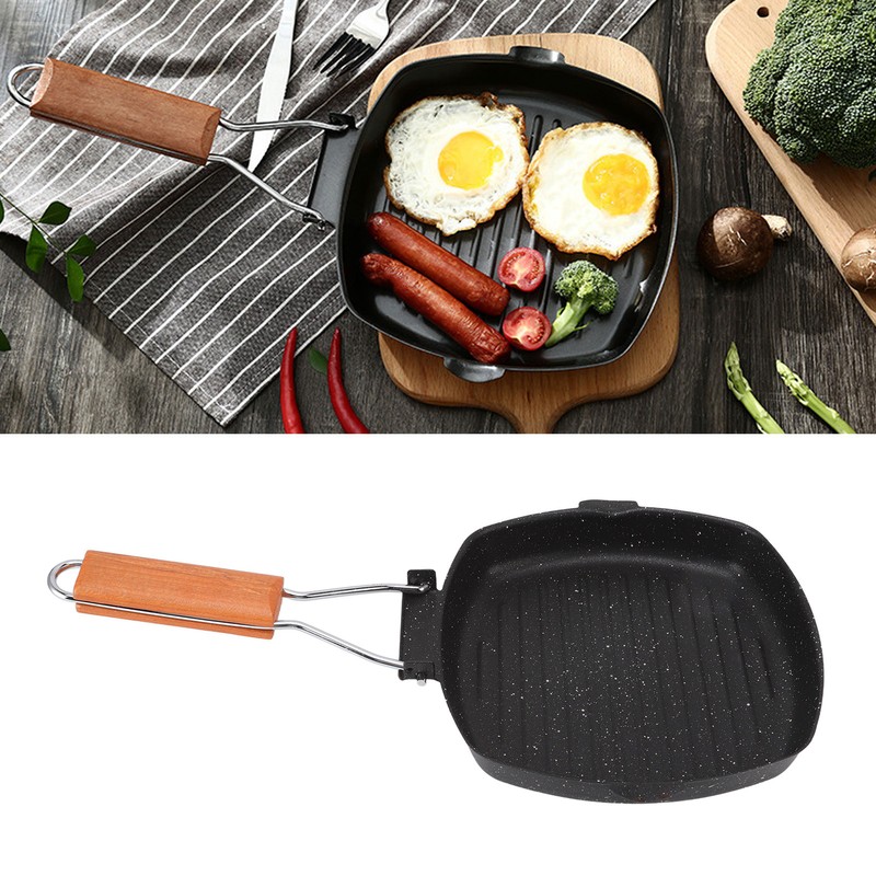 Frying Pan Outdoor Household Folding Beech Handle Energy Saving Non
