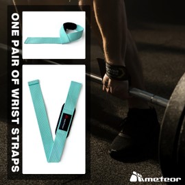 METEOR Weightlifting Straps for Grip and Stability, 60cm Cotton Blelnd Wrist Straps, Lifting Straps, Weight Straps with Soft Padding for Deadlifts, Powerlifting, and Gym Workouts (Mint-1 Pair)