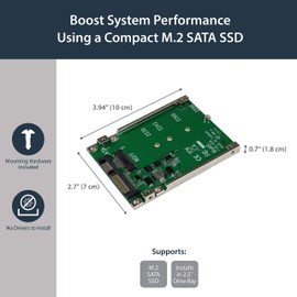 StarTech.com M.2 SSD to 2.5" SATA Adapter, Open Frame Housing, 7mm Height, SAT32M225