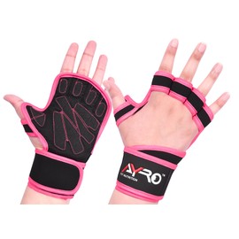 AYRO Ventilated Weight Lifting Workout Gloves for Men & Women, Gym Gloves with Built-in Wrist Wraps for Men & Women – Best for Gym Fitness, Hand Support, Cross Training. (Vent Pink, Medium)