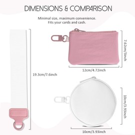 Keychain Wallet Mini Zip Around Dual Pouch Wristlet Small Portable Dual Pounch Wristlet Detachable Coin Purse for Women Gym Workout Outdoor Life, White /Pink, Outdoor