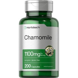 Horbäach Chamomile Flower Extract Supplement | 1100mg | 200 Powder Capsules | Non-GMO, Gluten Free