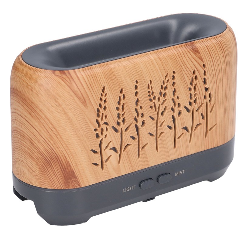 Humidifier 200ml Aroma Diffuser Wood Grain Flame Pattern Light Low