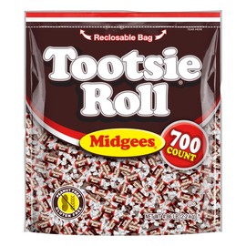 Tootsie Roll Midgees - Chewy Chocolate Gluten-Free Holiday Candy - Resealable Bag of Individually Wrapped Candies for Kids, Parties, Classroom - 700 Count (Pack of 1)