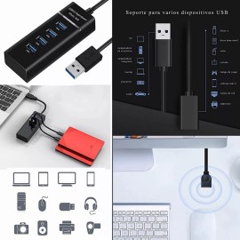 Zakulu Hub Usb 3.0 4 Puertos Expansor Multi Para Laptop Pc 4 En 1