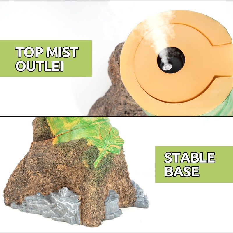 Reptile Humidifier Fogger, Bamboo Trunk Humidifier with Top Mist Outlet,