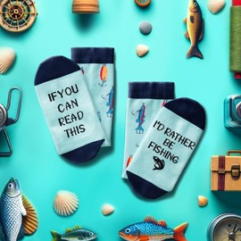 Zmart Funny Fly Fishing Gifts For Fisherman Men - Fishing Gifts Who Have Everything, Id Rater Be Fishing Socks Unique Fishing Socks Men