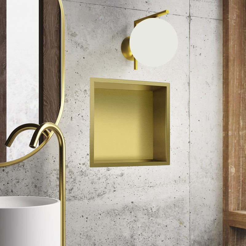 Sanbege 12"×12" Shower Niche Brushed Stainless Steel, Recessed Shower Caddy,