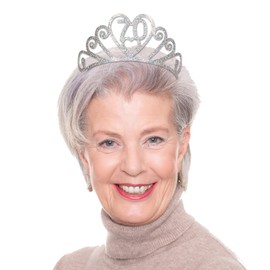 Beistle 60633-70 Glittered Metal "70" Tiara, Silver