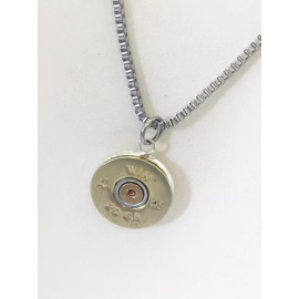 JKCE Designs Shotgun Shell Necklace, Shotgun Shell Pendant, Shotgun Shell Box Chain Necklace