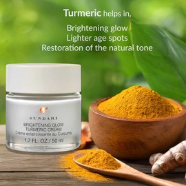 SUNDARI Brightening Glow Turmeric Cream, 1.7 Fl Oz, Skin Radiance with Turmeric, Illuminates Complexion, Restores Skin Tone, Lightens Age Spots