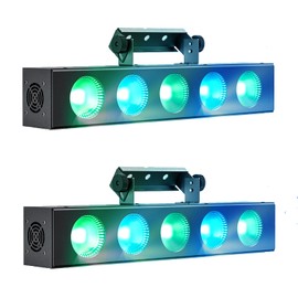 LED Stage Wash Light Bar: 50W 5PCS 4 in1 RGBW COB DJ Light with DMX Control,Sound Activated,Auto Play,Master-Slave Modes Uplight for Party Wedding Live Show Stage Lighting (2 Pack)