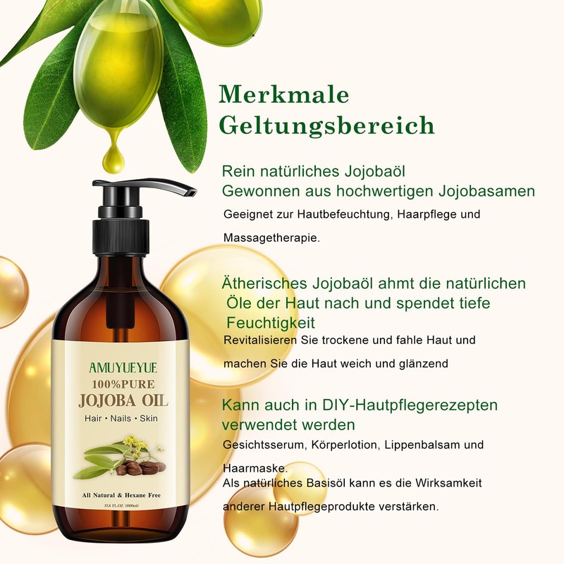 100% Organic Jojoba Oil for Skin and Hair 1000 ml