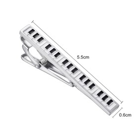 RunootPR Silver Piano Tie Clips for Men Unique Tie Bar Clip Suitable for Party Wedding Jewellery