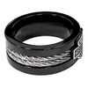 Harley-Davidson Men's Ring, Bar & Shield Steel Cable Band, Black