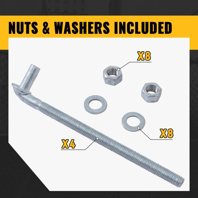 VIVIDA 10" J Bolt Gate Hinge 4 Pack, Chain Link