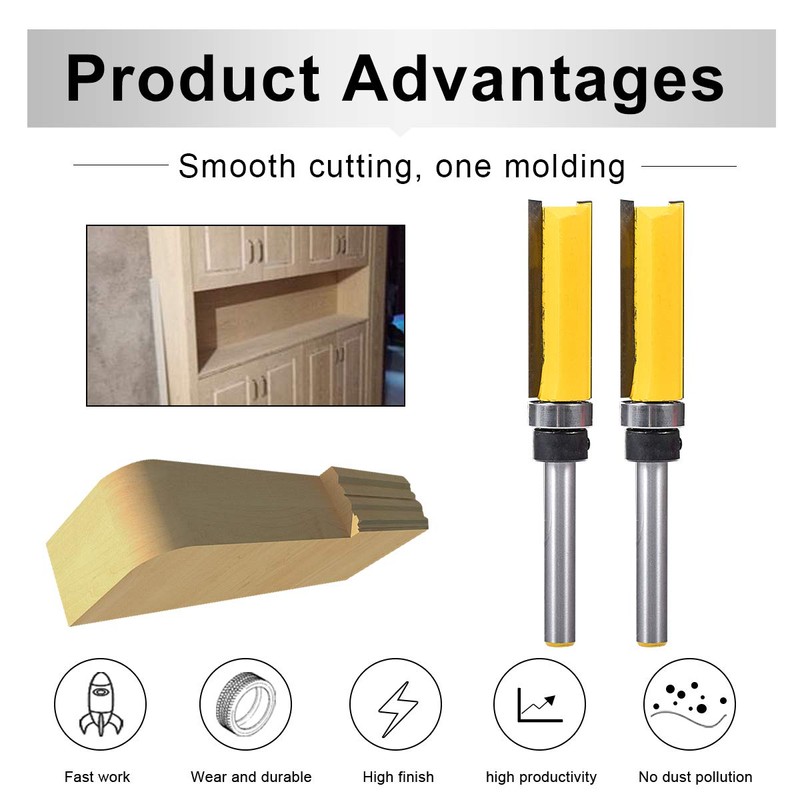 HOHXEN Flush Trim Router Bit 1/4" Shank 1/2'' Width,Top Bearing