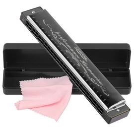 Harmonica Harp Harmoc Armonica 24 Hole Mouth Organ Professional Key of C Polyphony Diatonic with Case for Blues Folk Jazz Pop Music Instrument