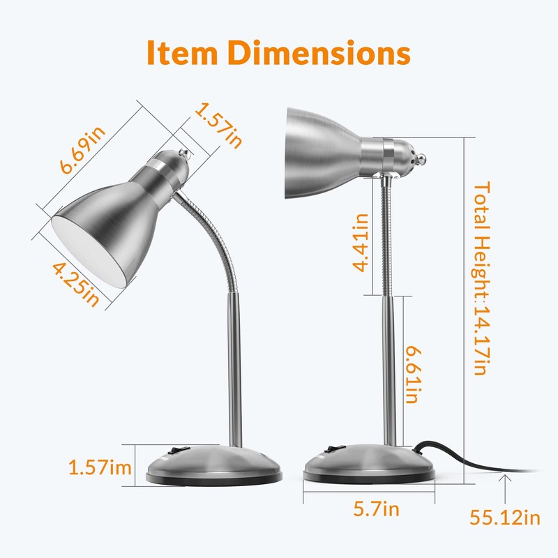 LEPOWER Metal Desk Lamp, Adjustable Goose Neck Table Lamp, Eye-Caring