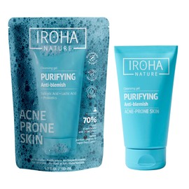 IROHA NATURE Cleansing Cleanser for Blemishes, Salicylic Acid and Probiotics, Deep Cleanses and Reduces Pimples and Blackheads, Facial Cleansing Gel with Tendency of Acne