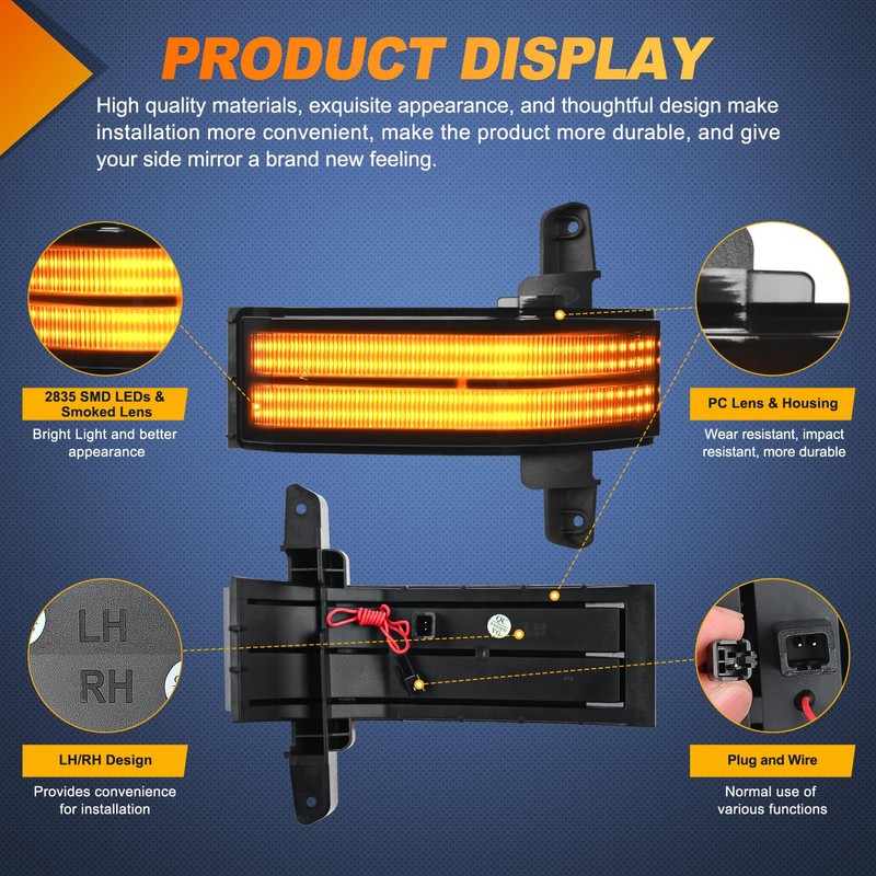 Nilight Side Mirror Marker Light Switchback Amber Turn Signals White