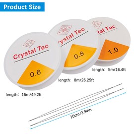 6 Rolls Elastic String for Bracelets,0.6mm, 0.8mm, 1mm Crystal Clear Stretchy Elastic Bead String for Bracelets with 2 Pcs Beading Needles, Jewelry Bracelet Making Necklace Crafts Beads Making