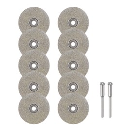 sourcing map 10pcs Diamond Cutting Wheel 25mm Full Sand Diamond Wheels Cut Off Discs Diamond Coated Cutting Wheel Replacement with 2pcs 3mm Mandrel for Rotary Tools
