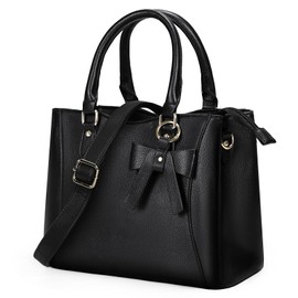 RAINSMORE Womens Hand Bag Leather Top-Handle Handbag Waterproof Handbags Women Anti Theft Purses for Women, Black